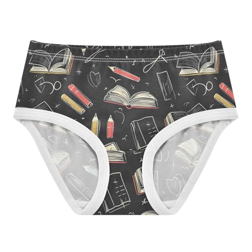 ZZKKO Blackboard_books_and_stationery Girls Underwear Toddler Panties for Girls Comfort Brief Size 2-8T