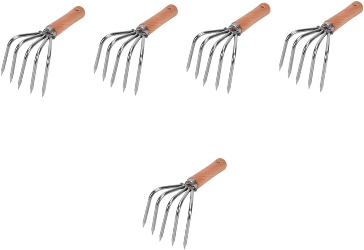 SAFIGLE 5pcs Supplies Tine Beach Tiller Rake Wooden Weeding Cm Garden Practical Multipurpose Short Essentials Gardeners with Crab Dig Fork Home for Grass Tools Japanese Digging Oyster