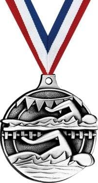 Crown Awards Swimming Medals - 2" Silver Swim Meet Medals