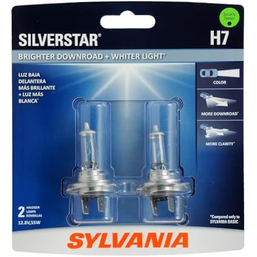 SYLVANIA H7 SilverStar Halogen Headlight Automotive Bulb, 2 Bulbs