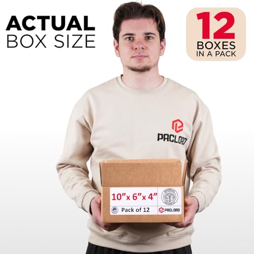 Image of Small Cardboard Boxes 10 inchL x 6 inchW x 4 inchH (Pack of 12) - USA-Made Packing Boxes for Moving, Shipping, or Storage - USPS, UPS, FedEx Approved - Professional Packing Supplies for Moving