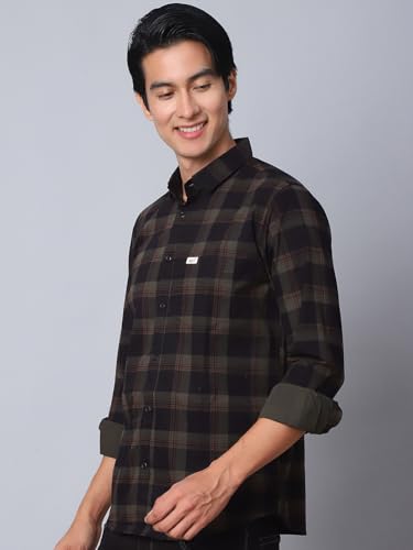 Image of Majestic Man Men Comfort Slim Fit Checked Cotton Casual Shirt