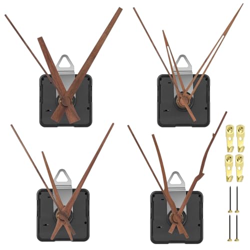 EEEKit Mecanismos de Reloj, 4 Piezas de Movimiento de Reloj de Cuarzo con 4 Juegos de Manecillas de Madera para Reparación d