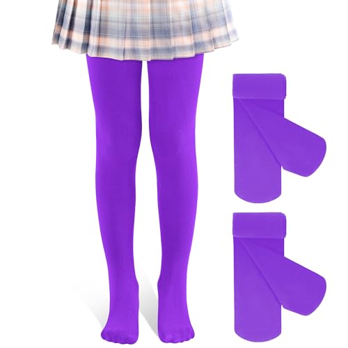 Image of 2 Pack Girls Tights Dance Tights Ballet Girls School uniform Footed Leggings Stockings for Kids 1-13 Years