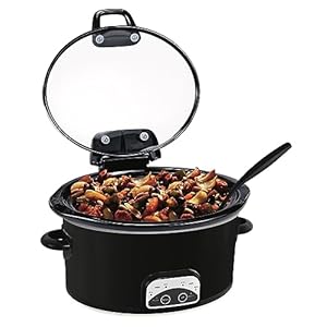 4.5-Quart Lift & Serve Hinged Lid Slow Cooker, One-Touch Control, Black