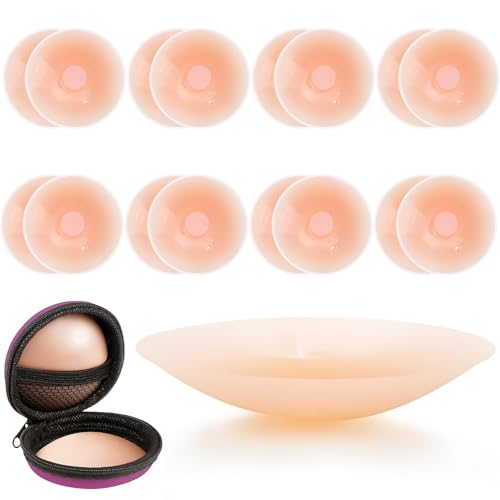 RoserRose 8 Paires Réutilisable Cache-tétons, Cache Tétons Réutilisables en Silicone et Ultra Doux,Cache-tétons Auto-adhésif Invisible en Silicone Nipple...