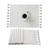 Folkulture Woven Placemats Set of 6, 14 x19 Inches Table mats for Farmhouse Dining Table Décor, 100% Cotton Boho Place Mat with Tassels for Rustic Wedding or Bohemiam Decor, Oatmeal