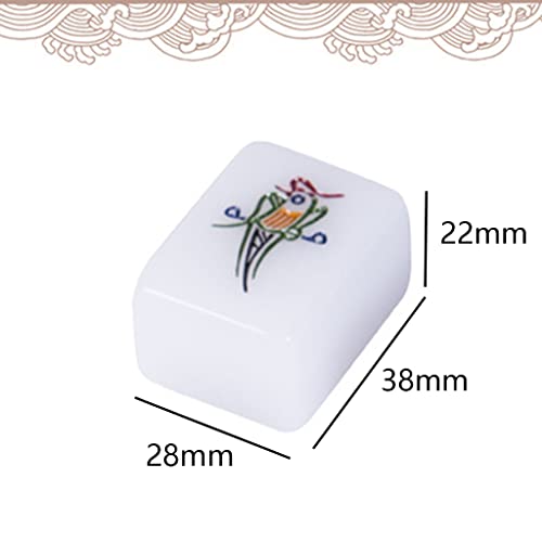 Mahjong juego chino con 144 fichas acrílicas y tapete miniatura 3