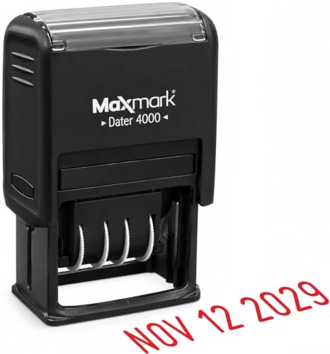 MaxMark Dater 4000 Self Inking Date Stamp - Red