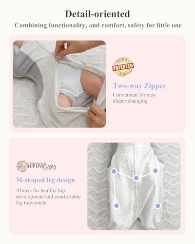 Image of KIDIRA Newborn Swaddle, Swaddles for Newborn 0-1 Months 3.8-6lb, Arms Up Swaddle 0-1 Months with Moisture-Wicking Fabric, Promotes Healthy Hip Development, 2-Way Zipper, 1Pack, Gray