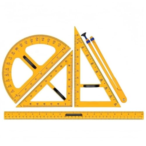 Citybaby教育用三角板分度器コンパス定規小学校中学校大型多機能描画ツール作図セット黒板数学算数尺大授業教師をサポート (【強力磁石】5点フルセット-5点セットアップ厚手仕様)