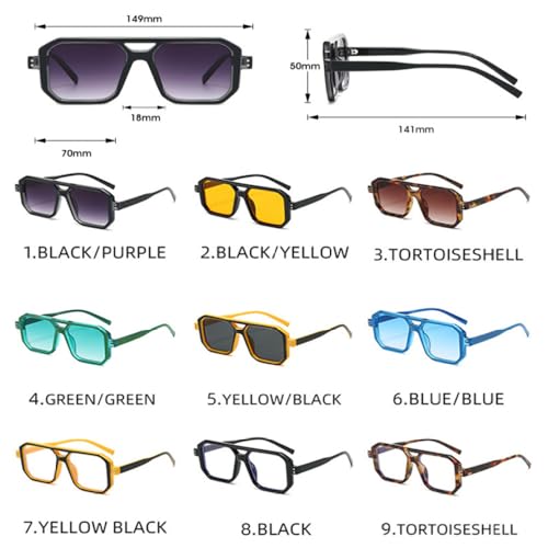Retro Double Bridges Square Men Sunglasses Fashion Clear Gradient Shades UV400 Women Sun Glasses4