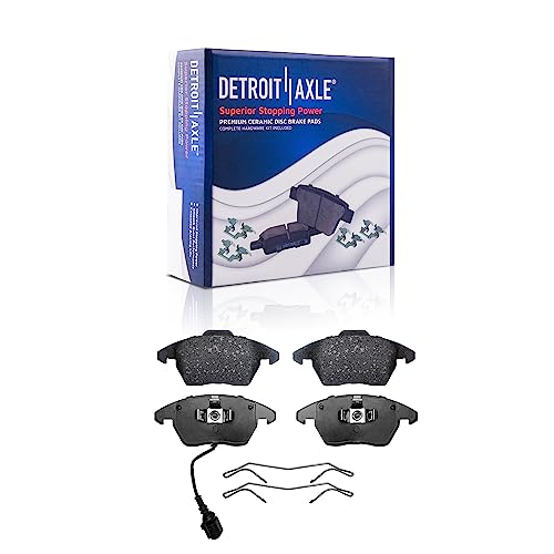 Image of Detroit Axle - Brake Kit for Volkswagen Jetta Passat GTI Eos Audi A3 Quattro, Drilled Slotted Disc Brake Rotors Ceramic Brakes Pads Front Rear Replacement: 12.28 inch Front & 11.25 inch Rear Rotors