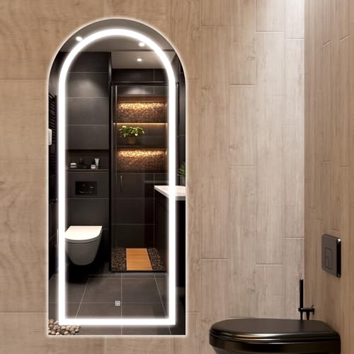 Image of Creative Arts n Frames LED Wall Mount HD Mirror with 3 Color Light Tone for Home Wall Living Room Bedroom Bathroom Hotel Decor Items (18x48 Full Length Arch Shape)