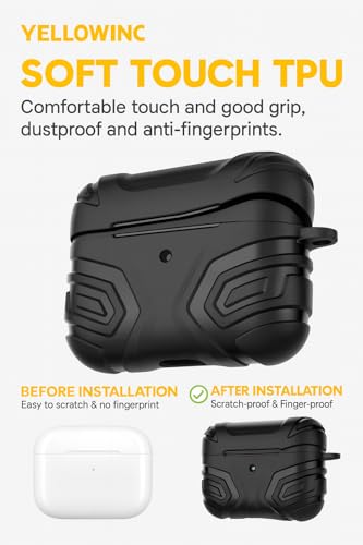 Image of Military Grade Case for Apple AirPods Pro 3 (2025), Shockproof Hard Cover with Carabiner (Black, Military Grade)