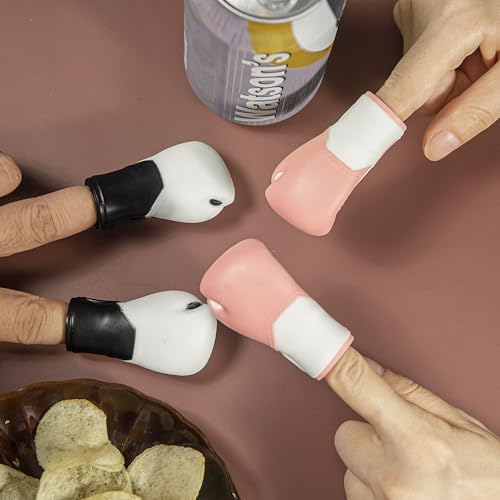 Image of Boxing Gloves Mini Finger Puppets, Knock Out Your Stress! Weird Stuff Random White Elephant Gifts, 2Pcs (White)