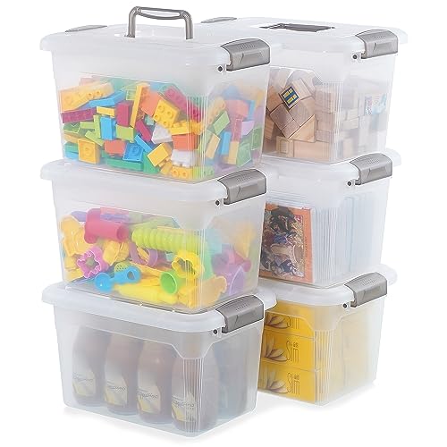 Image of Citylife 6 Packs 8.5 QT Storage Bins with Lids Clear Plastic Bins with Grey Handle Stackable Storage Containers for Organizing