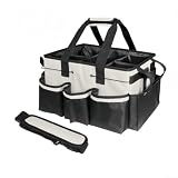 Großer Reinigungs-Caddy-Organizer mit stabiler Stützplatte, wasserdichter Aufbewahrungskorb für Haushaltstasche, für Gartenausrüstung, Organizer und Autohausversorgungsträger (beige)