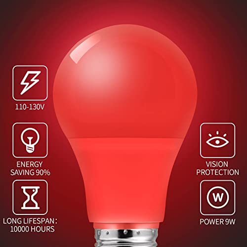 Orange Light Bulb 9W (60W Equivalent) E26 Base Non-Dimmable, Led Colored Light Bulbs For Halloween Christmas Party Holiday Lighting 2-Pack #TOP2
