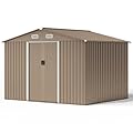 Kullavik 10FT x 8FT Outdoor Storage Shed,Waterproof Metal Tool Shed with Lockable Sliding Door and Air Vents,Metal Storage Shed for Garden,Backyard,Patio,Lawn