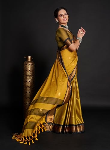 Image of Avantika Fashion Women's Woven Cotton Silk Art Silk Banarasi Saree With Blouse Piece