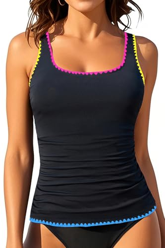 Image of Aqua Eve Tankini Tops for Women Swimwear Top Only Tummy Control Bathing Suit Top No Bottom (Available in Plus)