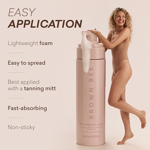 Image of Brown Bee Hydro Self Tanning Mousse Refill 200 ml - Clear Fast-Drying Self Tanner Mousse with Organic DHA, Almond Scent, Eco Refill