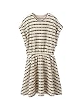 Manches courtes JONEN Robe Maille Fantaisie ajourée côtés Fille rayé Noir 16A