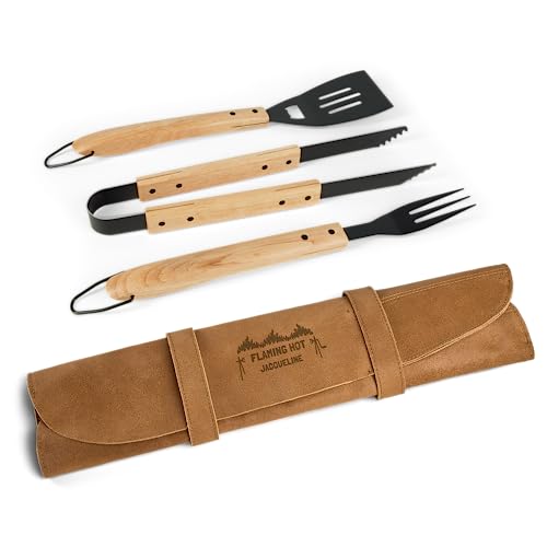 3-teiliges Grillbesteck Edelstahl - Zange, Pfannenwender & Fleischgabel Mit Extra Langen Griffen