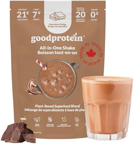 Good Protein Vegan Plant-based Protein Powder 100% Natural, Non-GMO, Dairy-free, Gluten-free, Soy-free, No Added Sugar and Nothing Artificial. Chocolate Fudge All-in-One Shake 440 grams