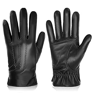BISON DENIM Winter Genuine Sheepskin Leather Gloves for Men, Touchscreen Texting Warm Cashmere Lined Gloves for Driving