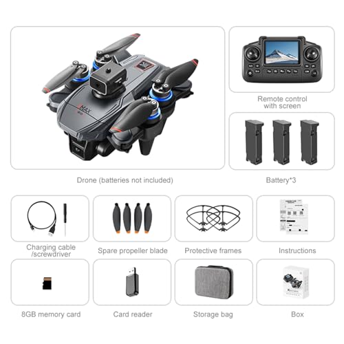 GPS-Drohne mit 4K-EIS-Kamera für Anfänger, Drohne mit Hindernisvermeidung, Fernbedienung mit Bildschirm, Bürstenloser Motor, 48 Minuten Flugzeit, Ein-Klick-Rückkehr, Kinderspielzeuggeschenke