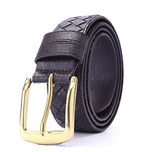 Ceinture en cuir véritable boucle laiton antique sangle à carreaux pour jean homme