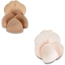 4 Pairs Sports Bra Pads, Wire Free, High Support, Light Padding, Beige, Racerback, Demi Cup, Multi-Sport
