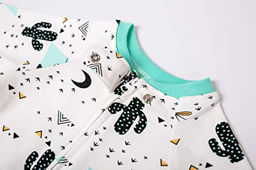 Junneng Newborn Baby Cotton Footies Romper Pajamas Infant Long Sleeve Cartoon Cactus Printed Sleeper One Piece,Cactus,9-12 Months #TOP2