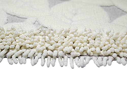 Th TeppichHome24 Badezimmerteppich Set 2-teilig Blätter Design Creme rutschfest & waschbar Größe 50x60cm + 60x100 cm – Bild 5