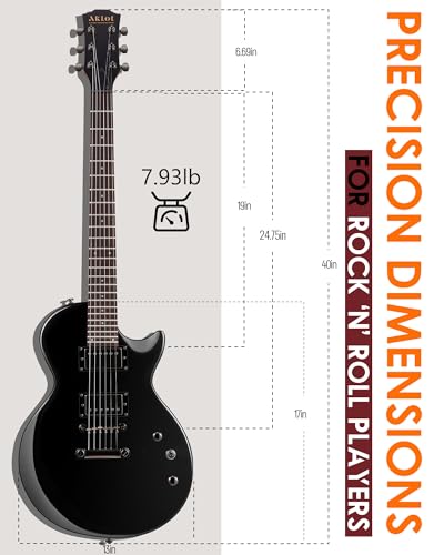 Image of AKLOT 24-Fret Electric Guitar Kit, 40 inch Single Cut (LP Style), Modern Playability Coil-Split Humbucker Pickups, 18:1 Tuning Pegs,W /Guitar Accessories Gig Bag,Cable,Strap,Picks,Strings,Tuner,Book