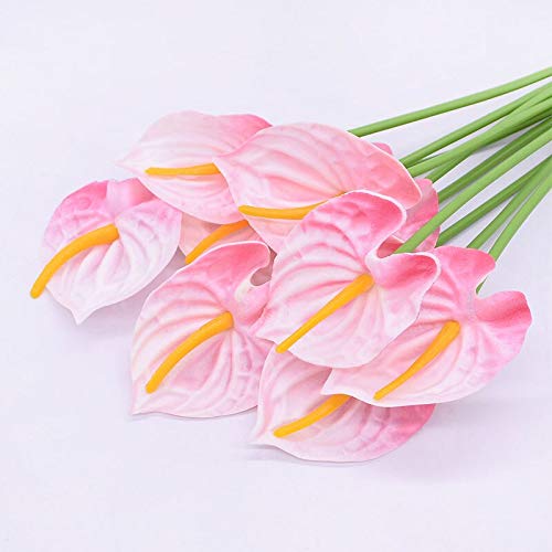 Artificial and Dried Flower 5/10pcs Anthurium Artificial Flowers Real Touch Fake Bouquet Wedding Party Home Festival Fake Flower Decoration - ( Color: B08; Size: 5pcs )