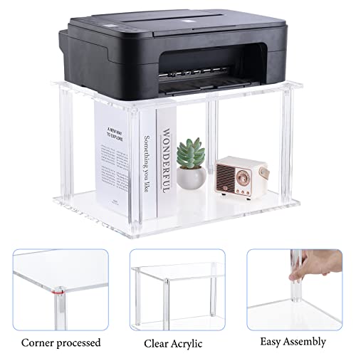 Hmyhum Acrylic Printer Stand - 2-Tier Small Home & Office Printer Table For Desktop And Under Desk, 15.75 X 11.81 X 9.65 Inches, Clear #TOP4