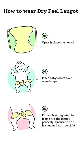 Image of New Born Baby Cotton Nappy Tying Langot Washable and Reusable Plain Solid Cloth diaper /U Shaped /For Baby Boys and Baby Girls - Pack of 5 (Small) (Multicolor)