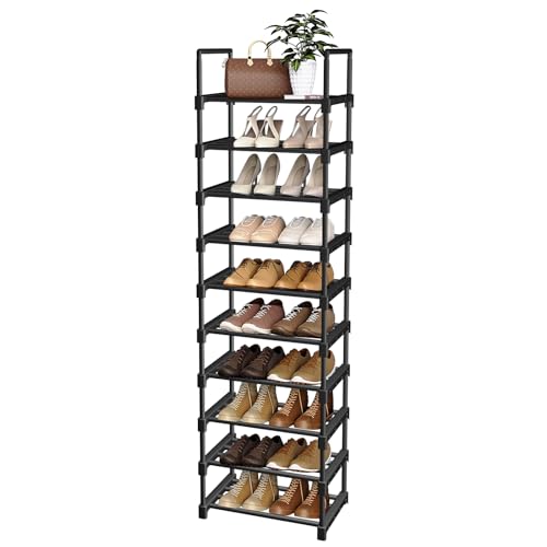 Schuhregal Schuhschrank Schuhaufbewahrung schuhständer platzsparend Schuhständer aus Metall DIY Schuhablage mit 10 Ablagen für 20-24 Paar Schuhe lur Wohnzimmer Schlafzimmer oder Küche 45 x 30 x 175 cm