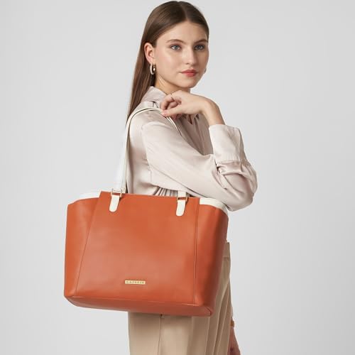 Image of Caprese Regina 16 Inch Laptop Compatible Large Tote Bag for Women | Stylish, Durable, Multi-Compartment Design for Work, Travel, Shopping | Comfortable Straps Shoulder and Handheld Bag