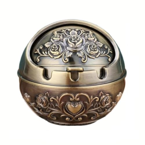 Veemoon Windproof Metal Ashtrays with Lid Fancy Desktop Smokeless Ashtray