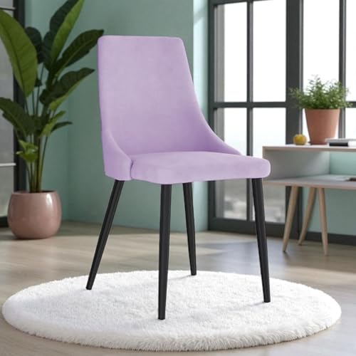 Image of Finch Fox Taskpro Modern Unique Velvet Upholstered Seating Living Room Dining Chair with Black Metal Legs in Lavender Color