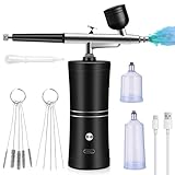 Airbrush Set mit Kompressor, Tragbare wiederaufladbare Airbrushpistole, Kabelloses Mini Airbrush Kit, Handheld Airbrushpistole für Makeup, Kuchendekoration, Nageldesign, Tattoo, Modellbemalung