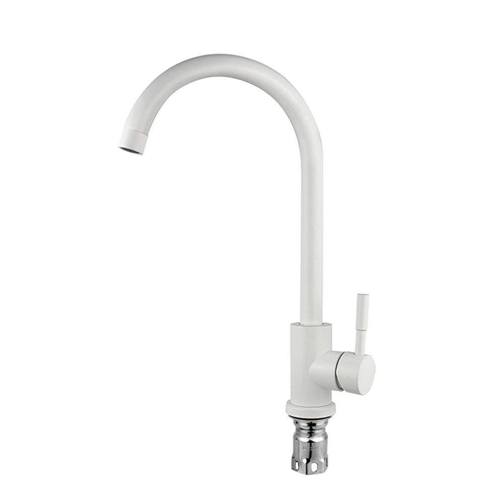 Mitigeur cuisine blanc rotatif 360 en acier inox anti-calcaire