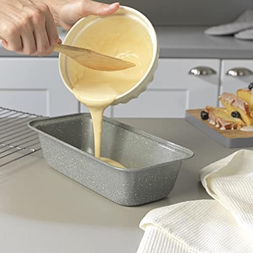 Salter BW02776G Non-Stick Loaf Baking Pan, Marblestone Collection, Perfect for Bread, Malt Loaf & Cakes, Oven Safe Up to 220°C/Gas Mark 7, Easy to Clean, Strong and Durable, Carbon Steel, Grey, 27 cm