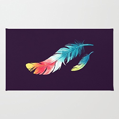 Wikiuen Feather Coral Velvet Memory Foam Bath Rug & Shower Rug