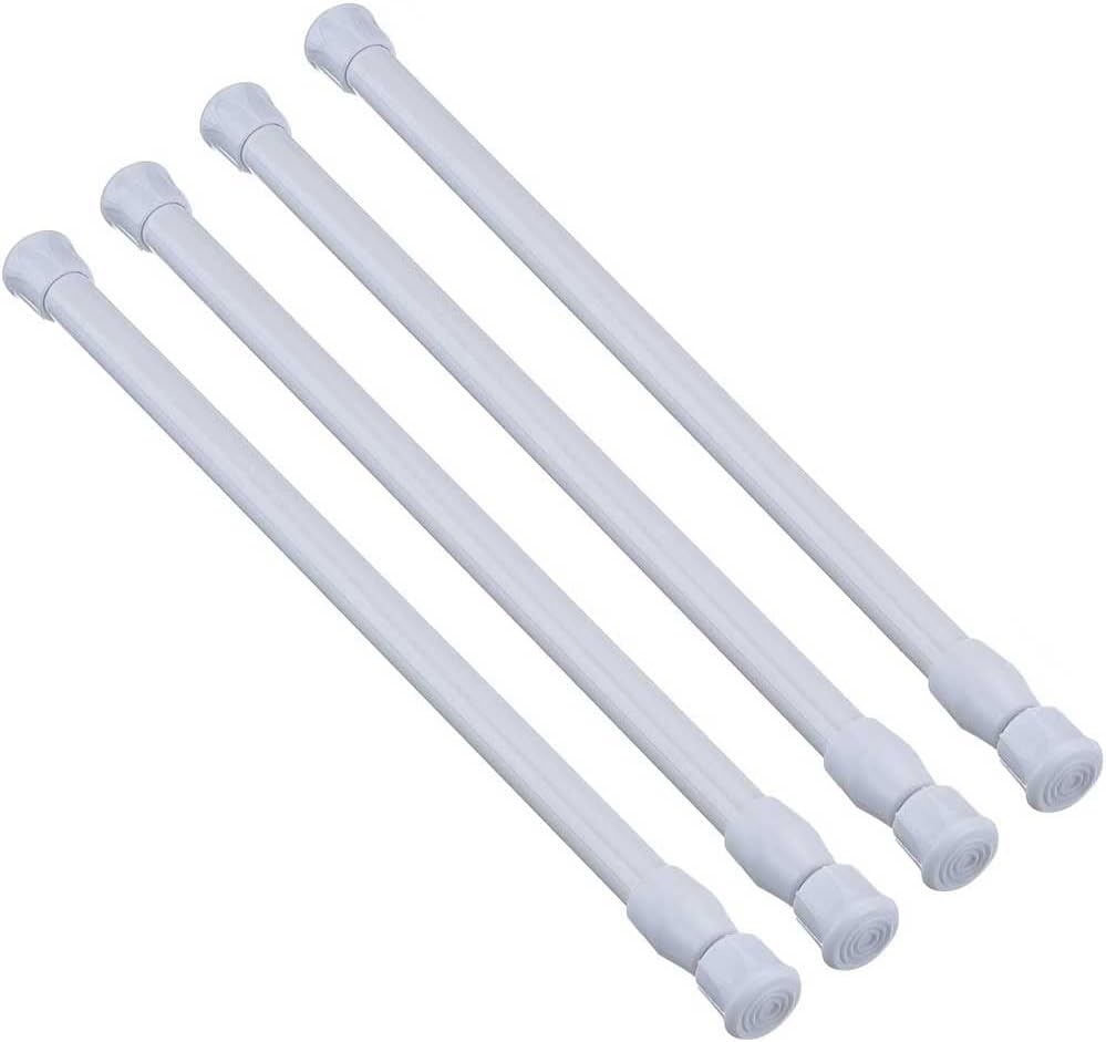 4 Pcs White Tension Rods Spring Tension Curtain Rods