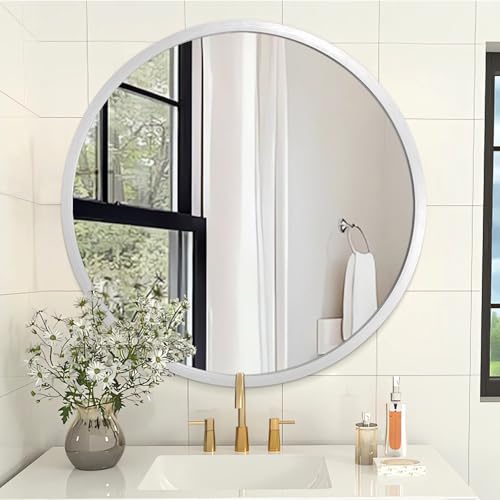Image of Mirrors for Wall Mirror Sliver Metals Framed Round Farmhouese Bathroom Mirror Ative Hanging Mirror for Bedroom Vanity Entryway